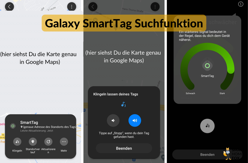 Screenshots der SmartThings App bei Suchfunktion